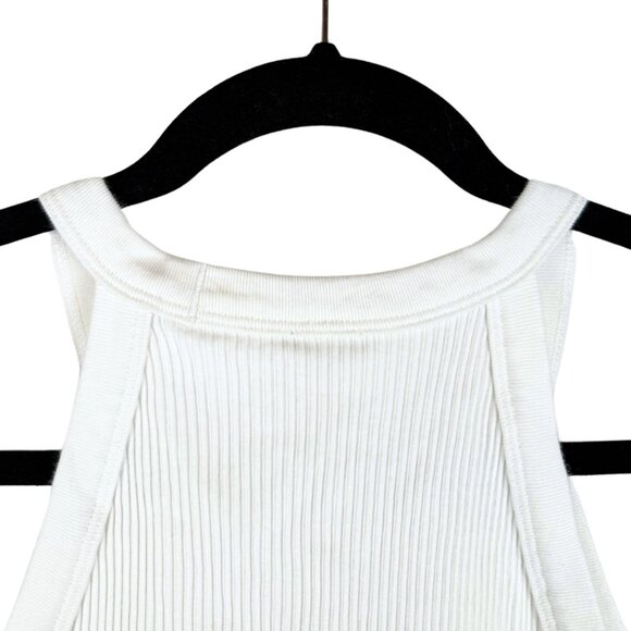 NWOT Uniqlo White Ribbed Halter Neck Padded Built In Shelf Bra Tank Top - XL - Picture 5 of 8